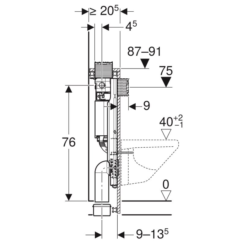 Модуль Geberit GIS для подвесного унитаза с бачком Omega