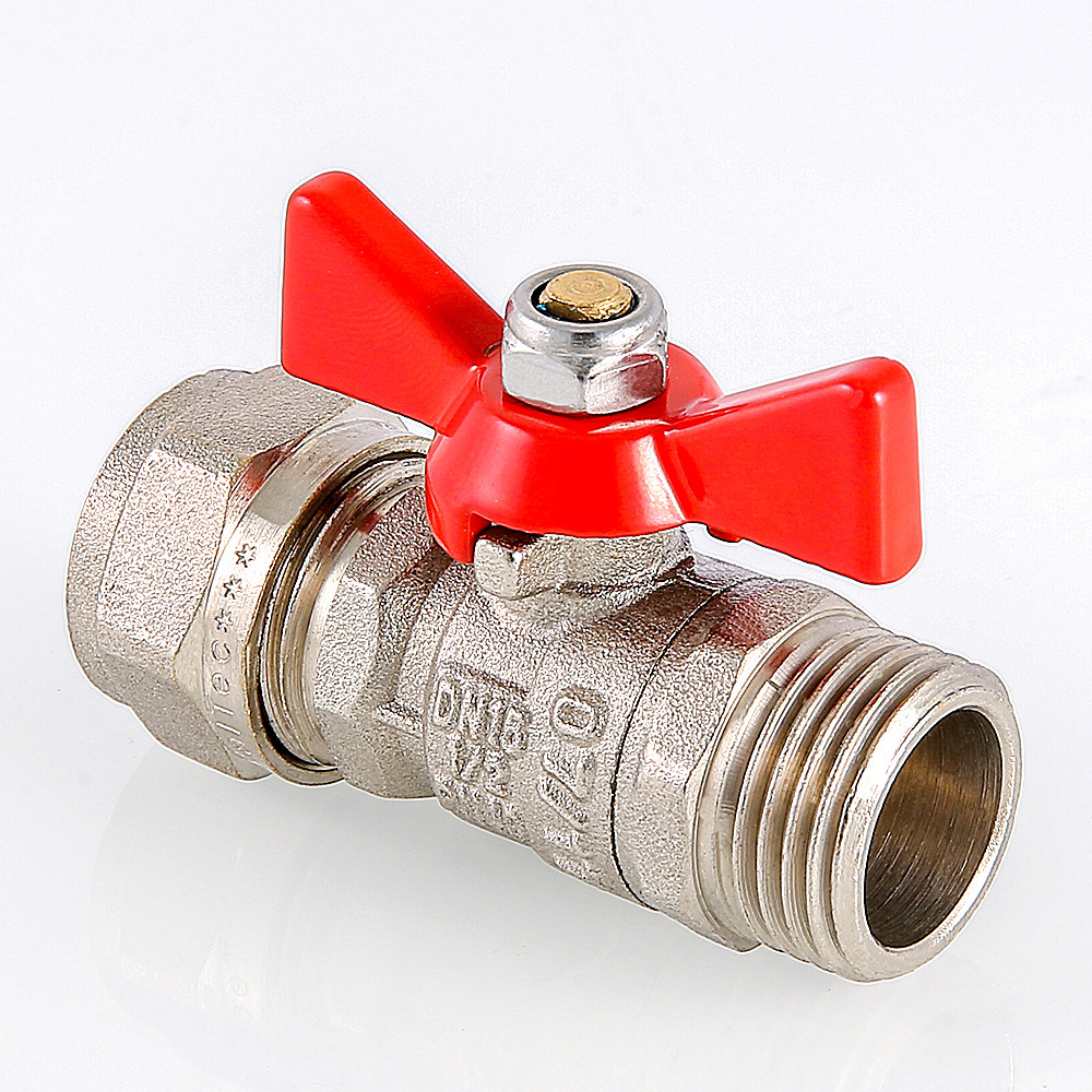 Кран шаровый VALTEC бабочка обжим НР редуцированный 16 х 1/2"
