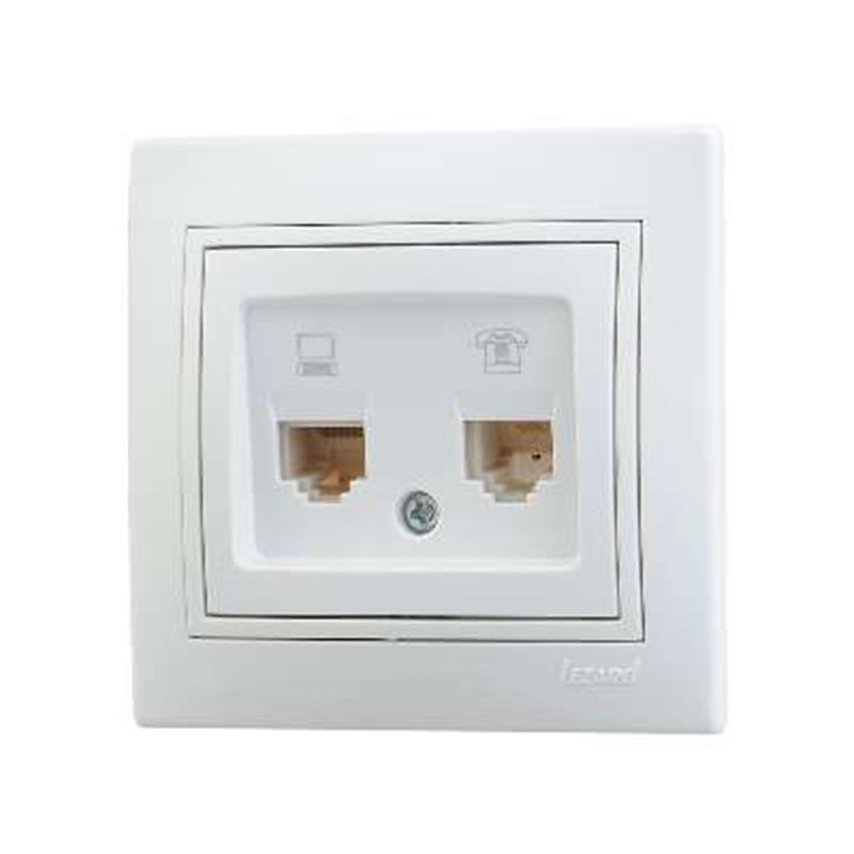 Розетка компьютерная и телеф. "mira" 2-х местн., белый (1/10/120) "lezard" 701-0202-143