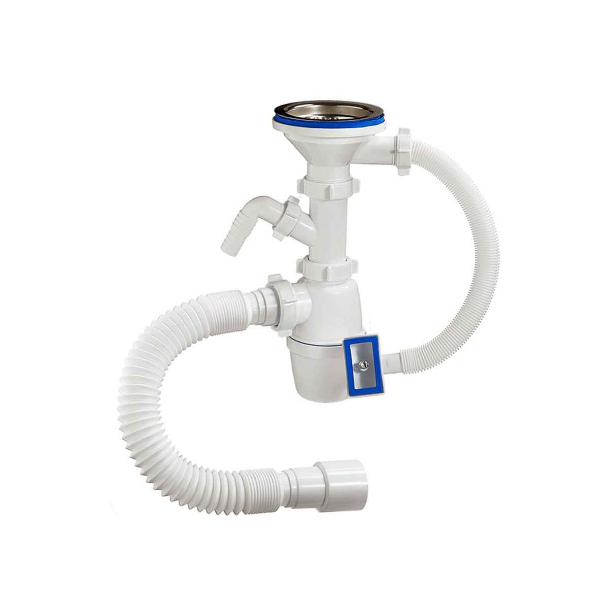 Сифон 3 1/2" х 40 мм с отводом, переливом и гофротрубой (1/22) "orio" а-4011