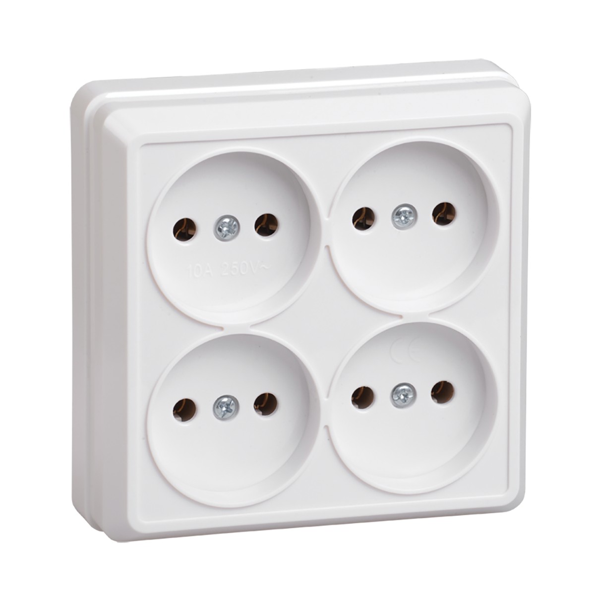 Розетка открыт. уст. "октава" 4-х местн. рс24-2-об, 10а, белый (1/20/240) "iek"