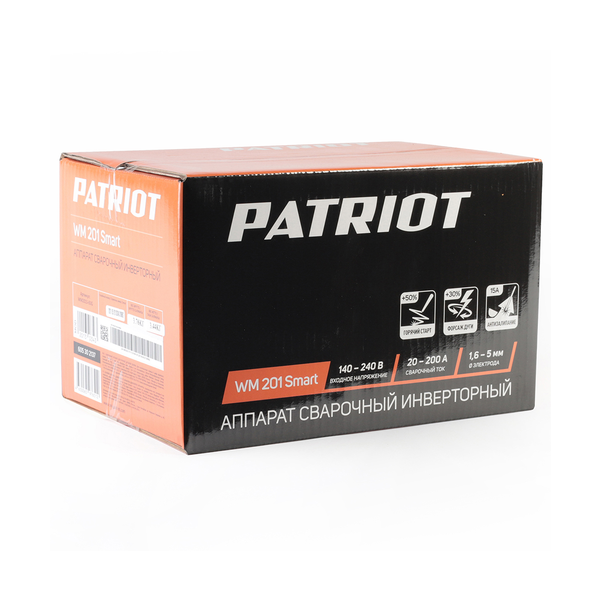 Сварочный аппарат wm 201smart mma  8,3 квт (1/4) "patriot" 605302137