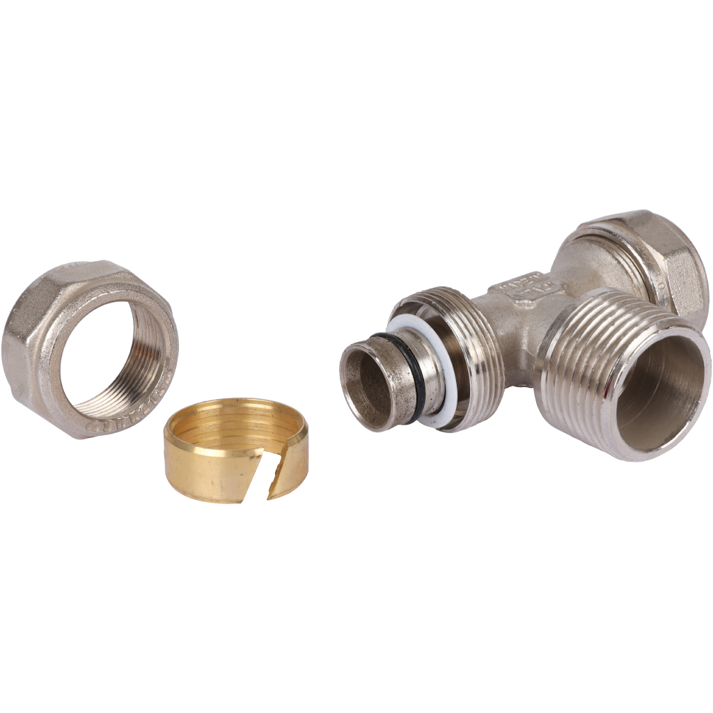 Тройник переходной 26 x 1" x 26 НР обжимной TIEMME для металлопластиковых труб