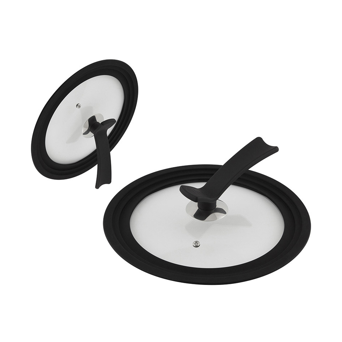 Крышка стеклянная универс. "vetro-special" 24/26/28 см, ручка g-type, силик. ободок (1/8) "mallony"