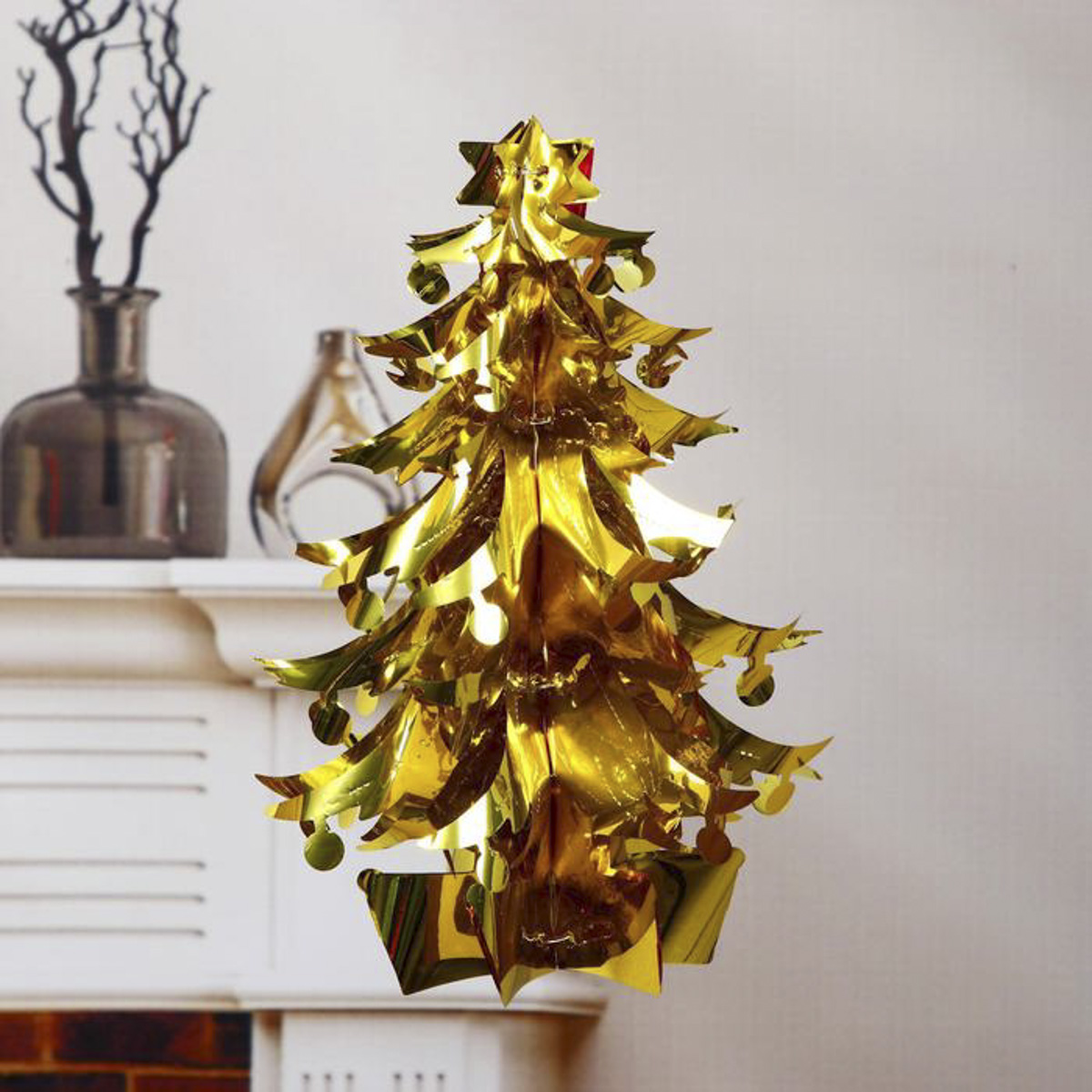 Украшение новогоднее "елка с шариками" 23,5*34 см (фольга) (1/1800) "зимнее волшебство" 3555309