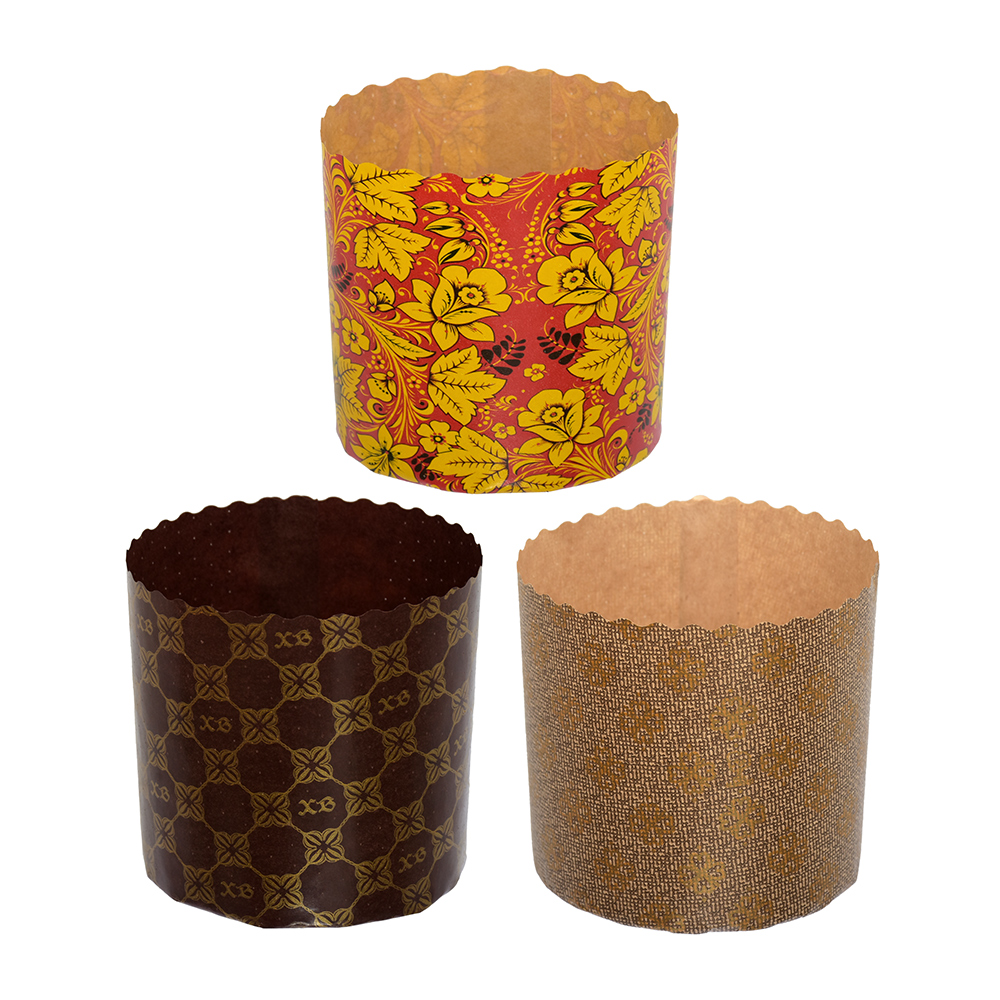 Формы для выпечки куличей бумажные "пасхальные" d=9 см, набор 3 шт. (1/75) "marmiton" 11350