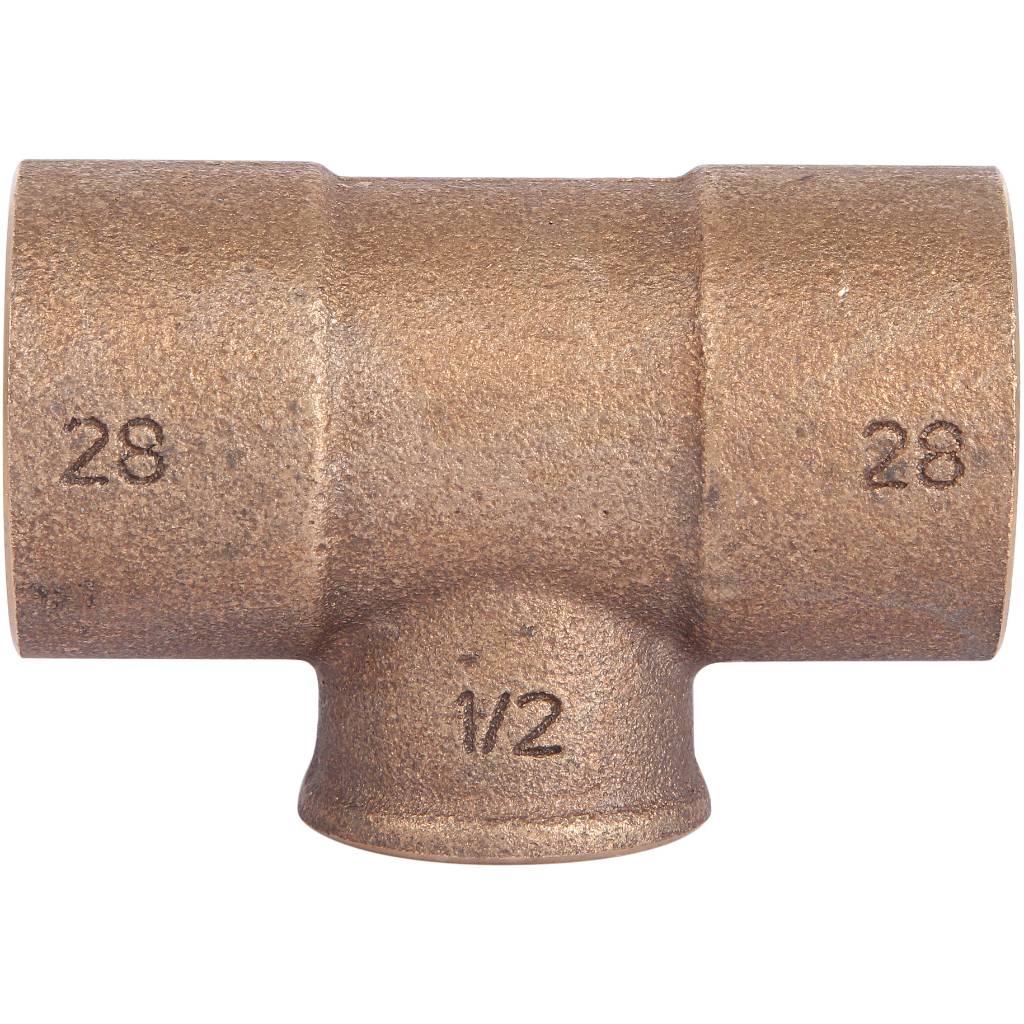 Тройник 28x1/2"x28 переходной под пайку с резьбой (ВР) SANHA бронза 141302812