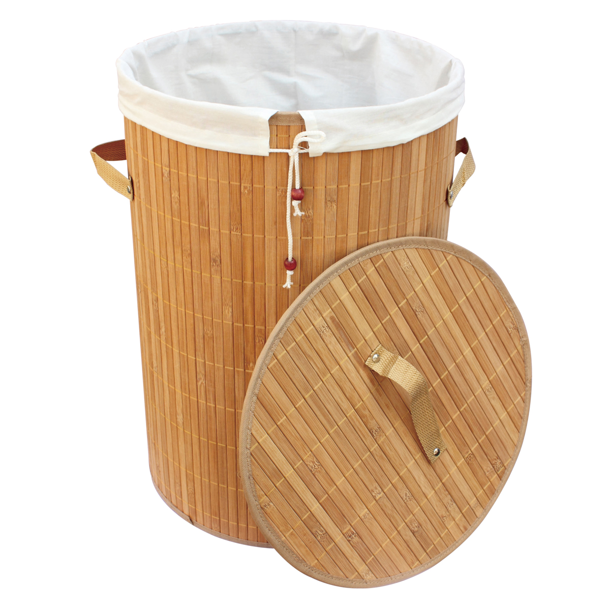 Корзина для белья круглая blb-01-d  d=34,5 см н=50 см бамбук светлый (1/14) "рыжий кот"