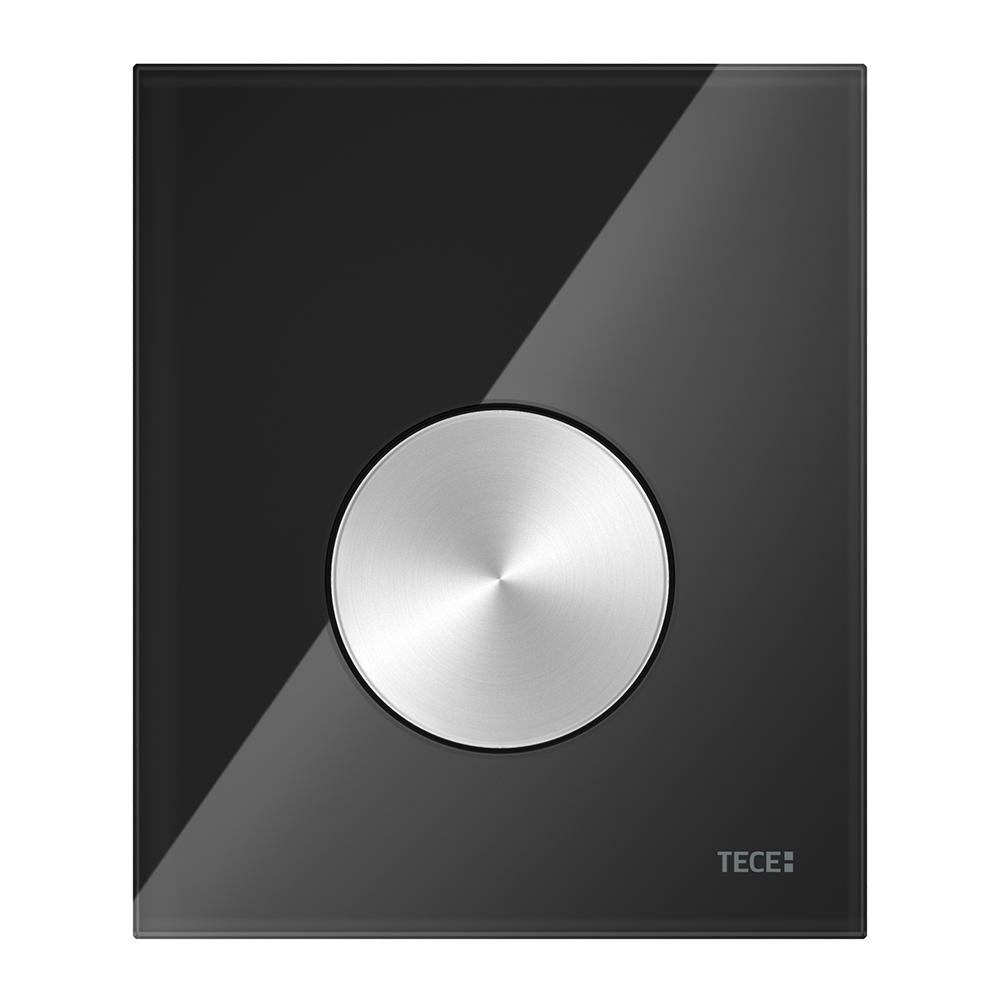 Стеклянная панель смыва TECEloop стекло черное, клавиша нержавеющая сталь, 124 x 104 x 11 мм