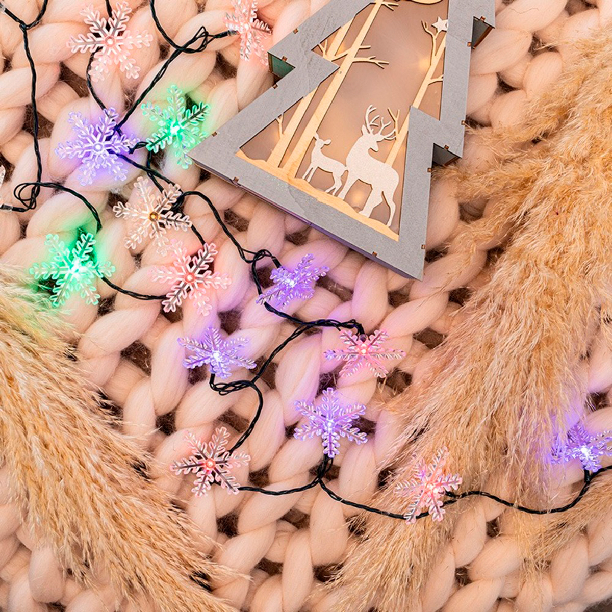 Электрогирлянда "снежинки" 4,4 м, 30 разноцв. ламп (1/36) "neon-night" 303-065