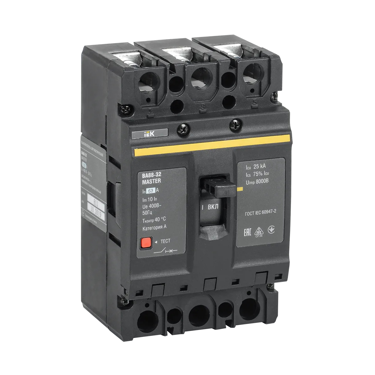Выключатель автомат. "master" ва88-32 3р 63а 25ка (1/6) "iek"