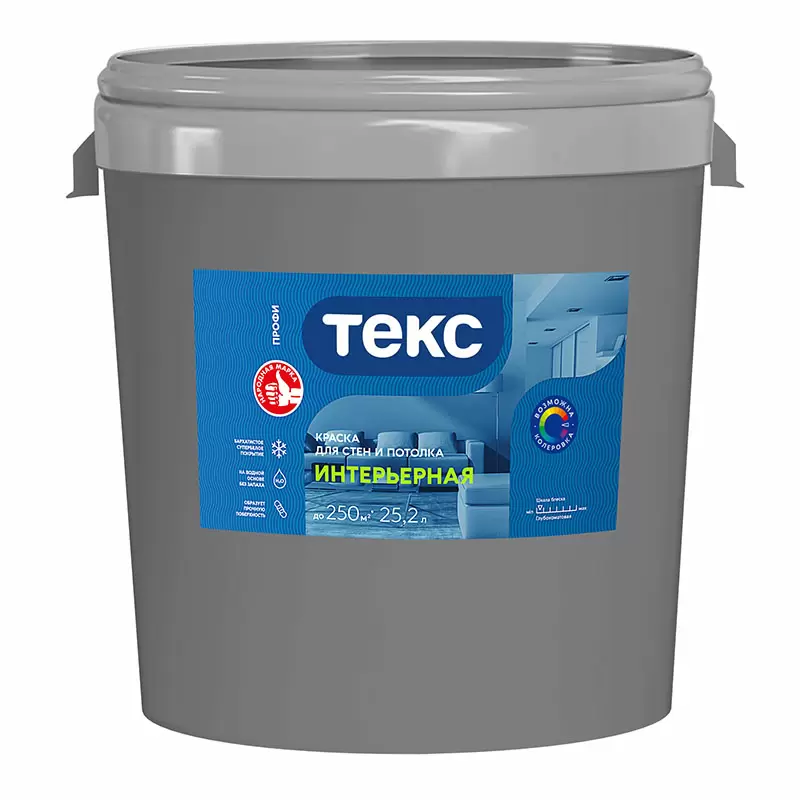 ТЕКС ИНТЕРЬЕРНАЯ краска для стен и потолка (Профи А) (25,2л)