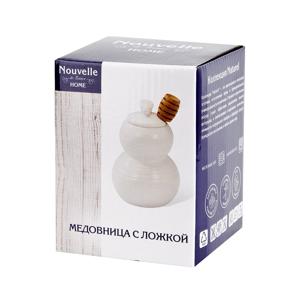 Емкость для меда с ложкой "naturel" 350 мл (1/36) "nouvelle home" 2632045