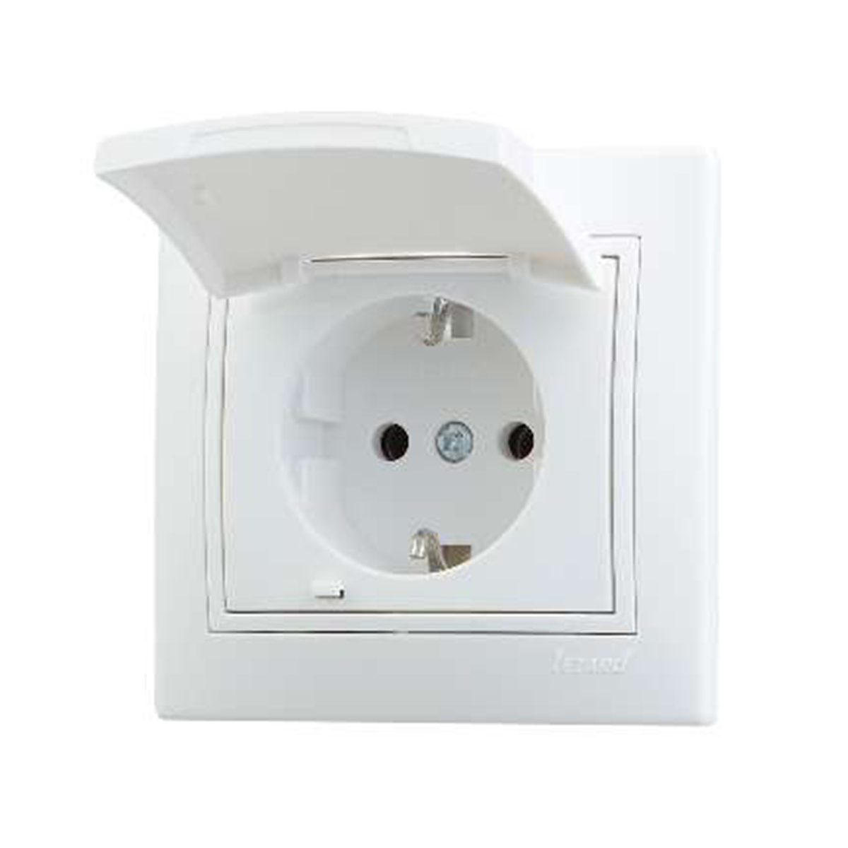 Розетка "mira" 1 местн. с заземл, с крышкой, белый (1/10/120) "lezard" 701-0202-123b