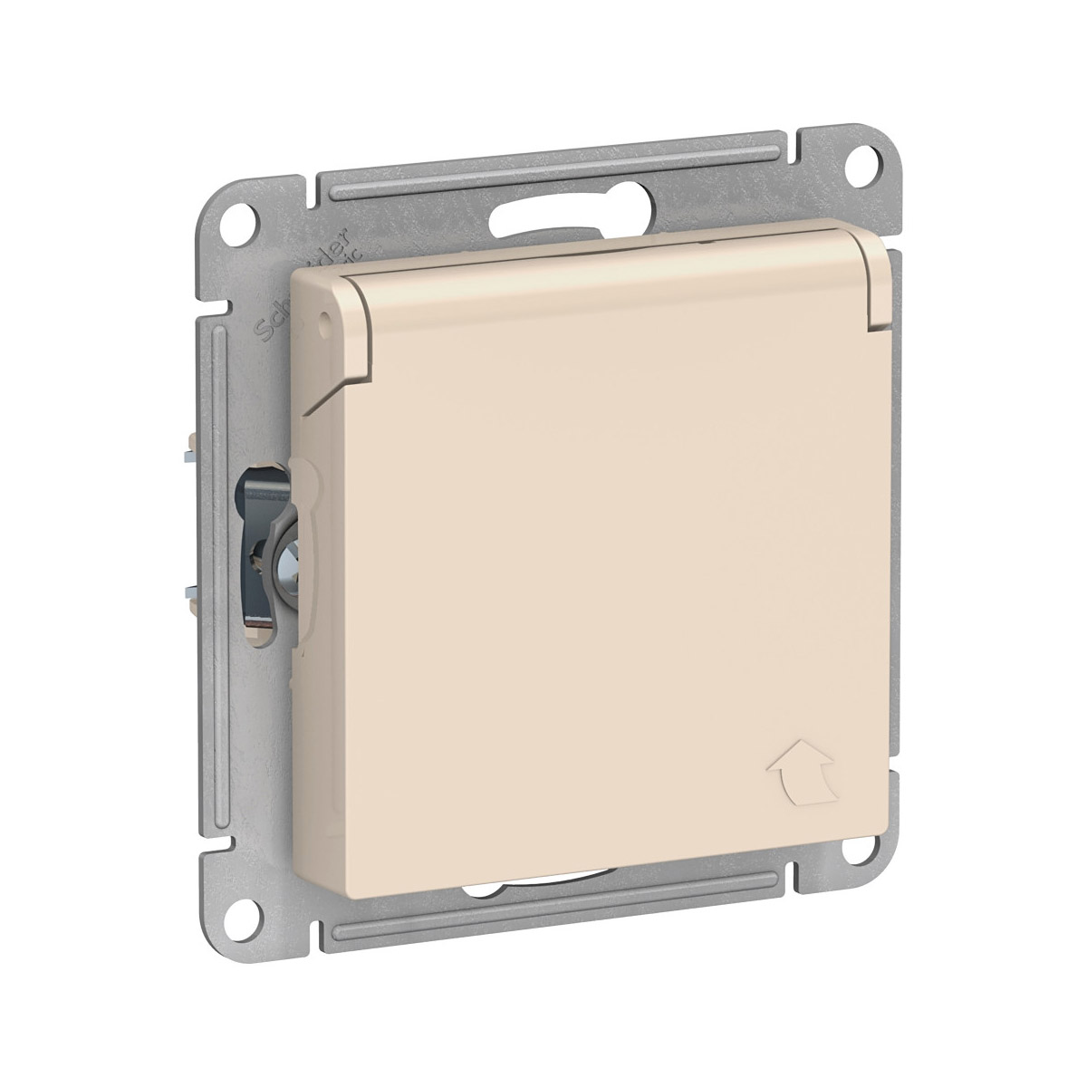 Розетка "atlasdesign" 1 местн. с заземл, с штор, с крыш (механизм) 16а, беж. (1/15/120) "schneider"