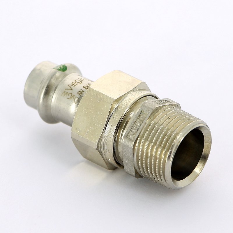 Муфта пресс-Н разъёмная 15x3/4" с плоской прокладкой нержавеющая сталь Sanpress Inox VIEGA