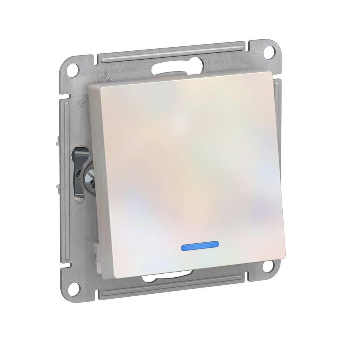 Переключатель "atlasdesign" 1 кл. с индикатором (механизм) 10а, жемчуг (1/10/60) "schneider"