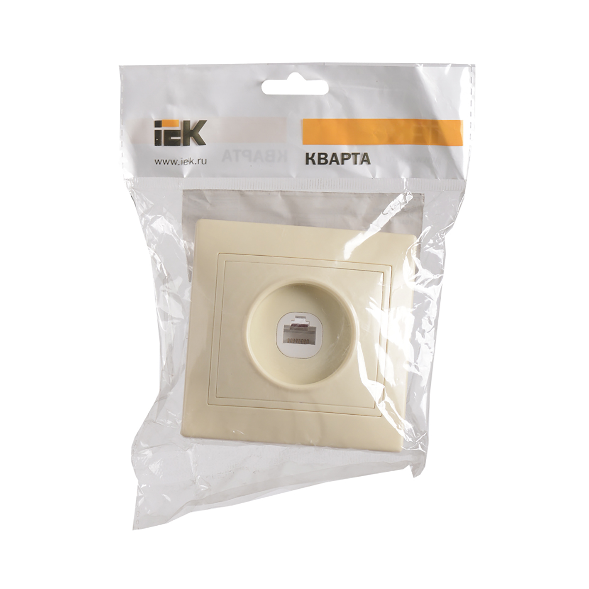 Розетка компьютерная "кварта" 1 местн. рк10-ккм, rj45, кремовый (1/10/200) "iek"
