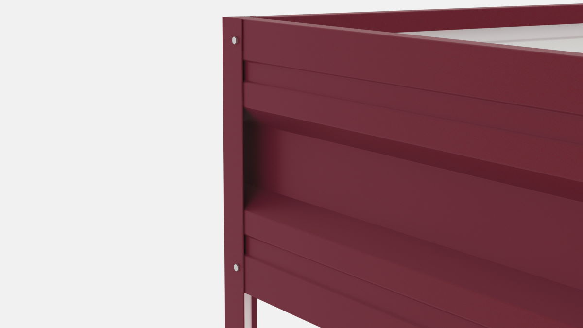 Грядка оцинкованная с полимерным покрытием Усиленная (с ребрами жесткости) , металл 0.6 мм, длина 1 м, ширина 0.4 м, высота 0.3 м, цвет Вишня