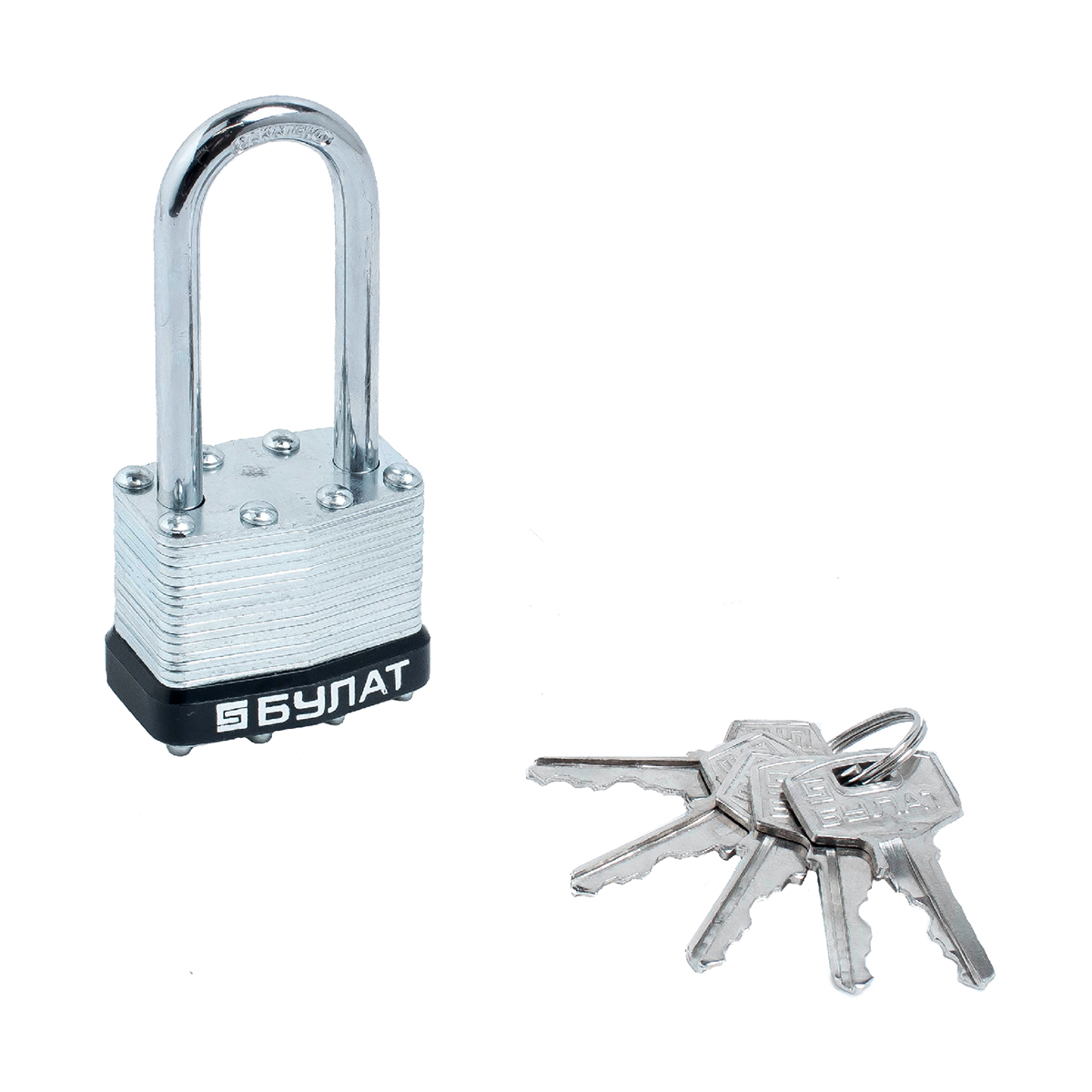 Замок навесной вс 0140-01 6 мм (5 ключей, длинная дужка) (1/6/48) "булат"