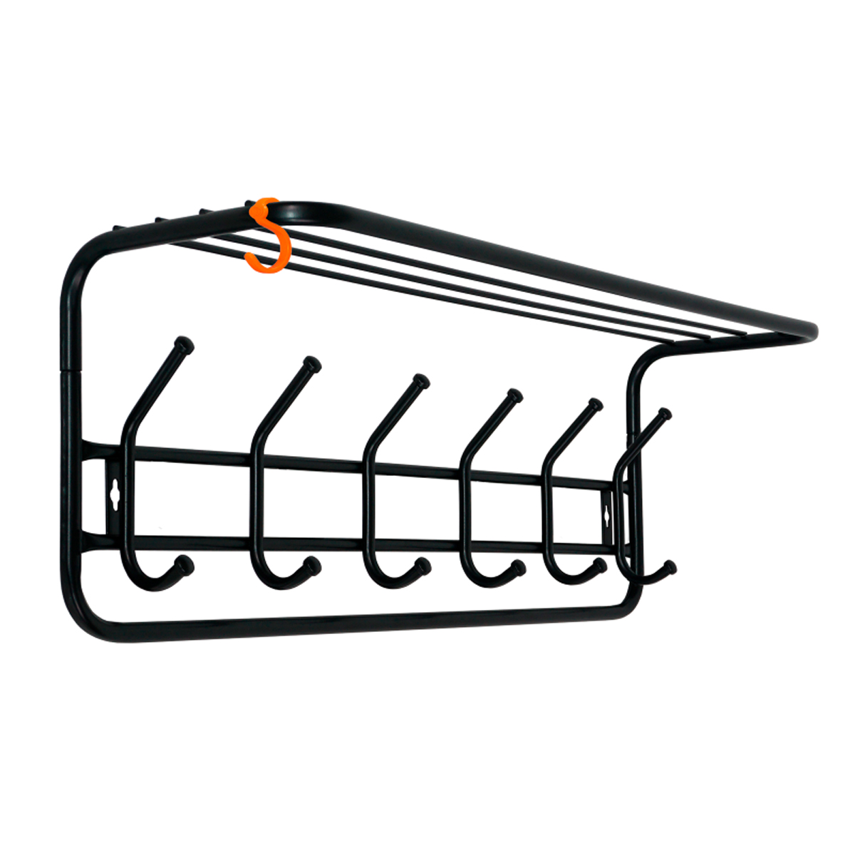 Вешалка настенная с полкой (6 крючков) 725*220*265 мм  черный (1/2) всп 7 ч