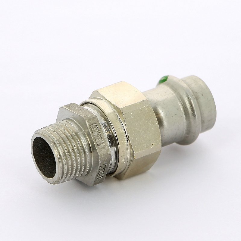 Муфта пресс-Н разъёмная 18x1/2" с плоской прокладкой нержавеющая сталь Sanpress Inox VIEGA