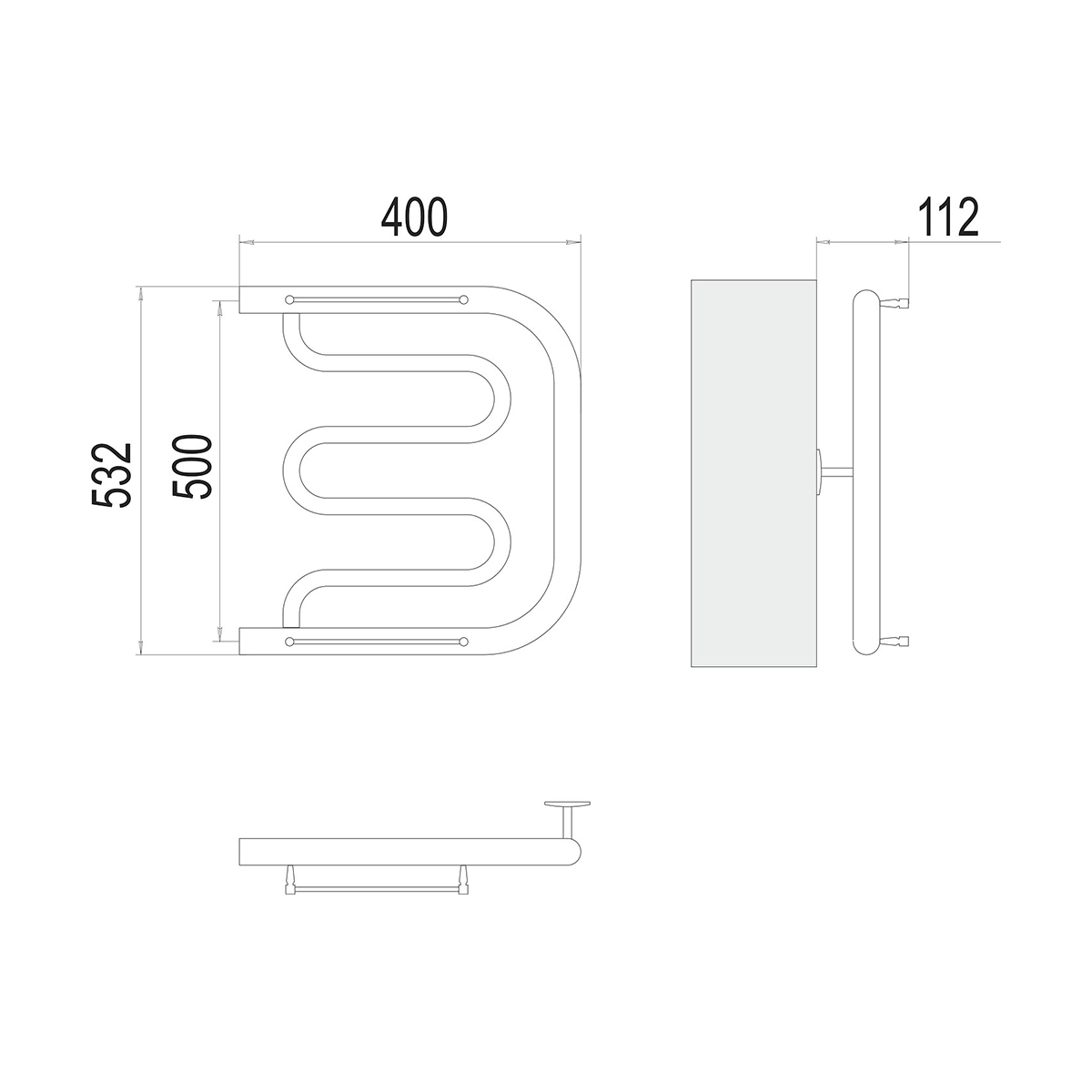 Полотенцесушитель водяной "фокстрот aisi" 500*400 (хром) "terminus"