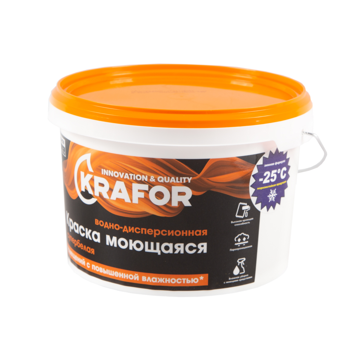 Краска в/д латексная  интер. моющаяся супербелая  3 кг (1) "krafor"   (оранж.)
