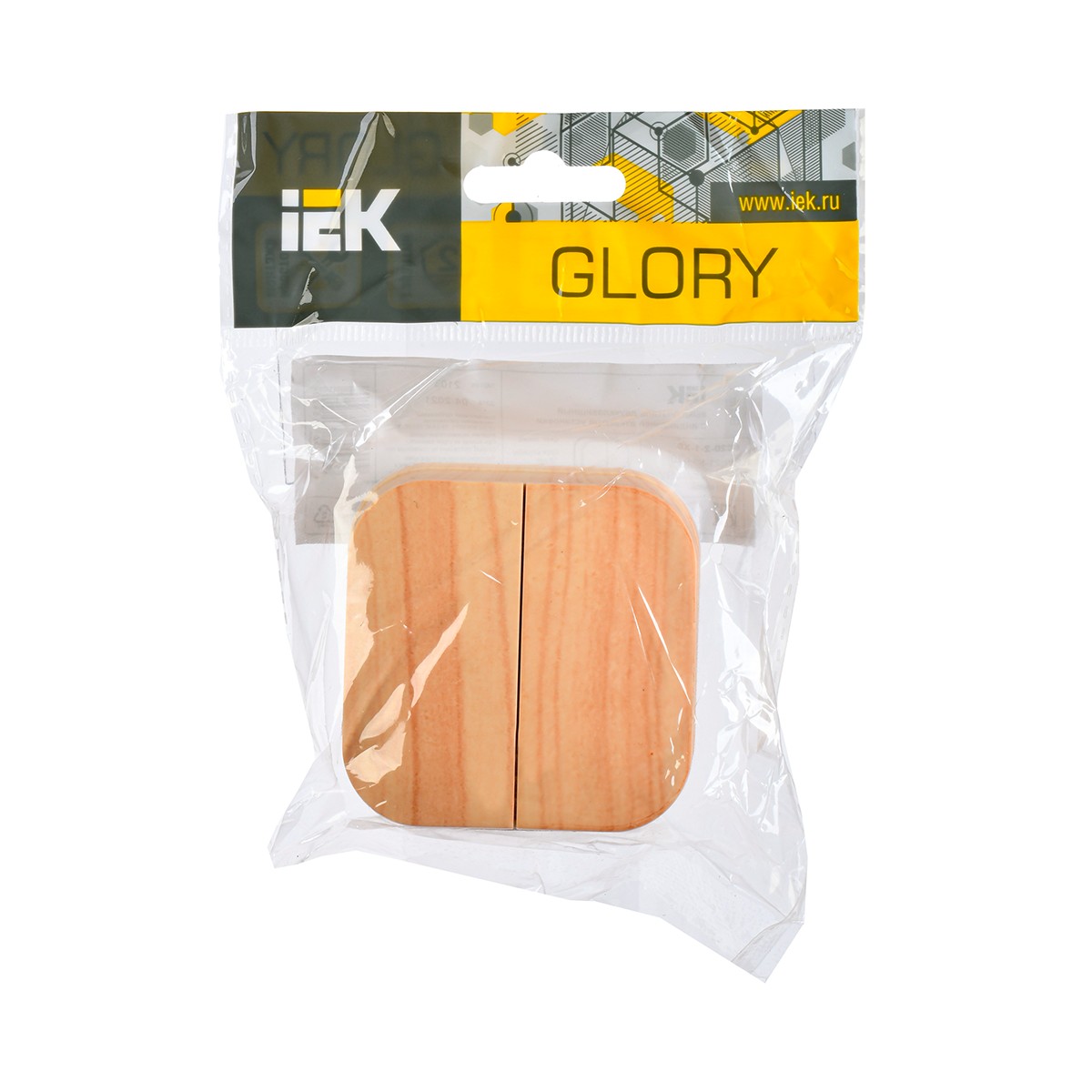 Выключатель открыт. уст. "glory" 2-х кл. вс20-2-0-хс, 10а, сосна (1/36/432) "iek"