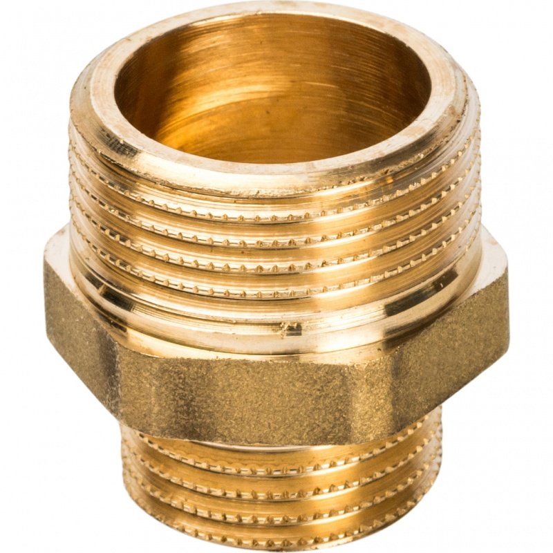 Ниппель переходной резьбовой НР 3/4" x 1/2" латунь STOUT