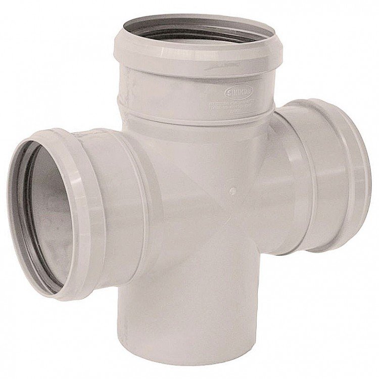 Крестовина 87° одноплоскостная 110 х 110 х 110 мм шумоизол. для вн.канализации SINIKON Стандарт