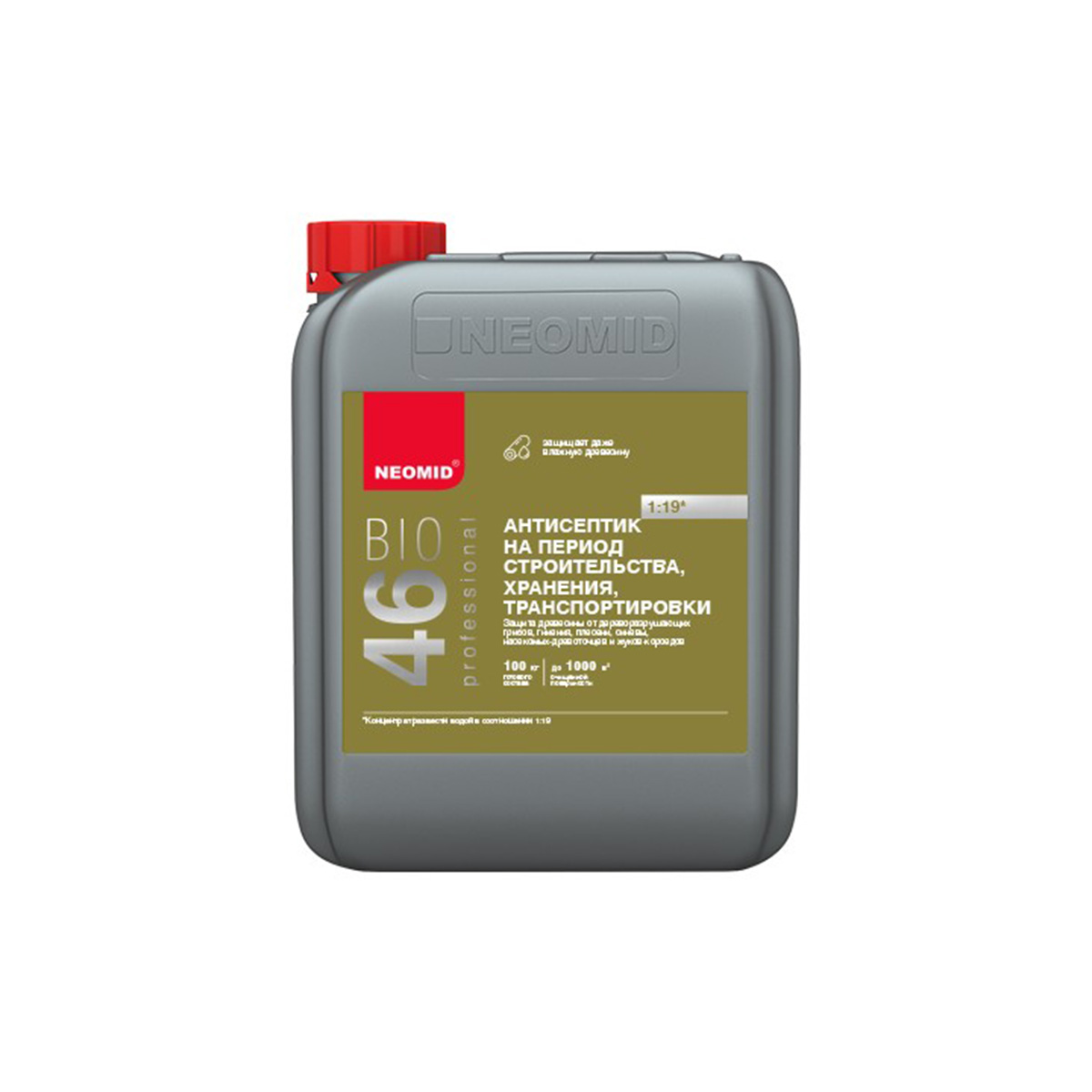 Антисептик на период строительства для древесины "46 bio" 5 кг (концентрат) (1/4) "neomid"