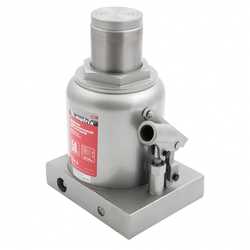 Домкрат гидравлический бутылочный, 50 т, высота подъема 240-370 мм Matrix (50737)