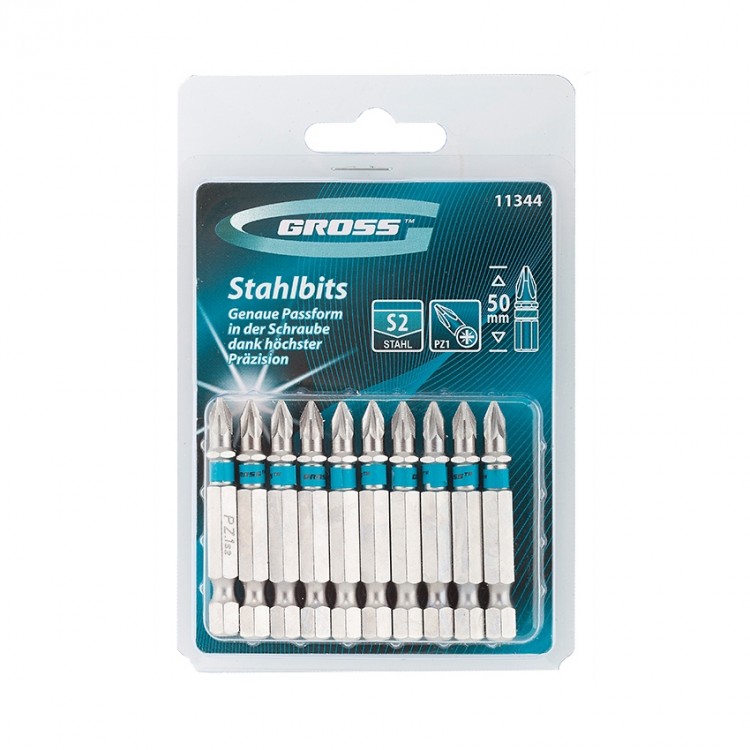 Набор бит РZ1 х 50, сталь S2, 10 шт. Gross (11344)