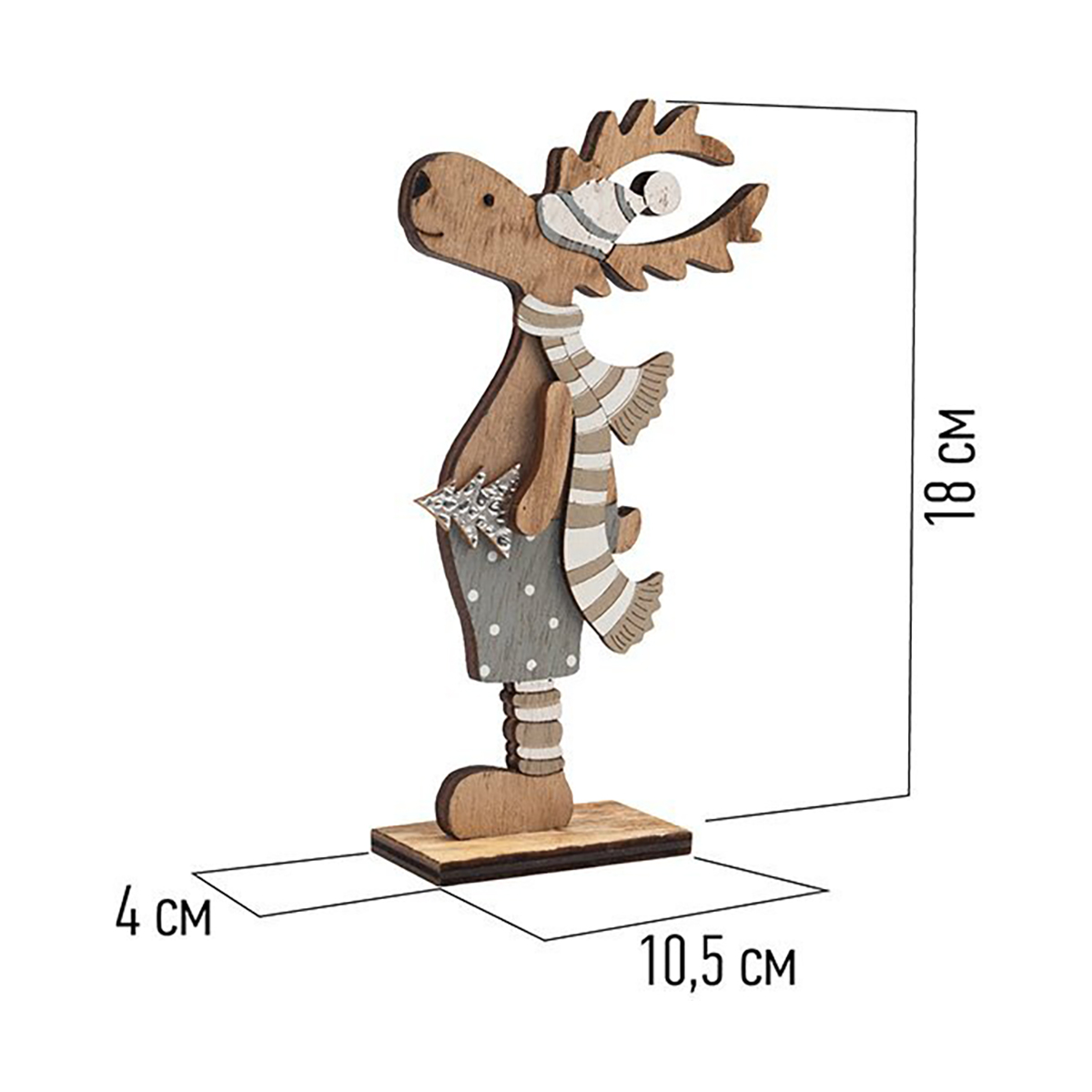 Фигурка "рождественский олень" синий 10,5*4*18 см дерев. (1/48) "neon-night" 504-005