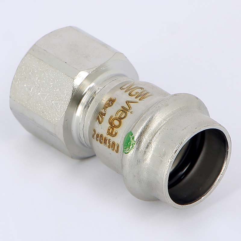 Муфта пресс-В с накидной гайкой 18х1/2" нержавеющая сталь Sanpress Inox VIEGA