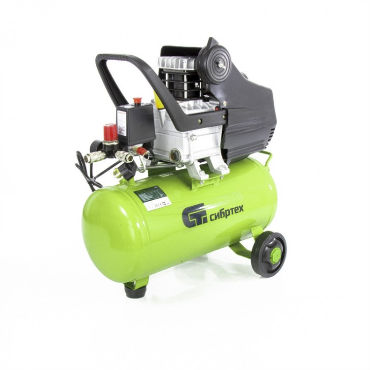 Компрессор воздушный КК-1100/22, 1, 1 кВт, 135 л/мин, 22 л, прямой привод, масляный Сибртех (58036)