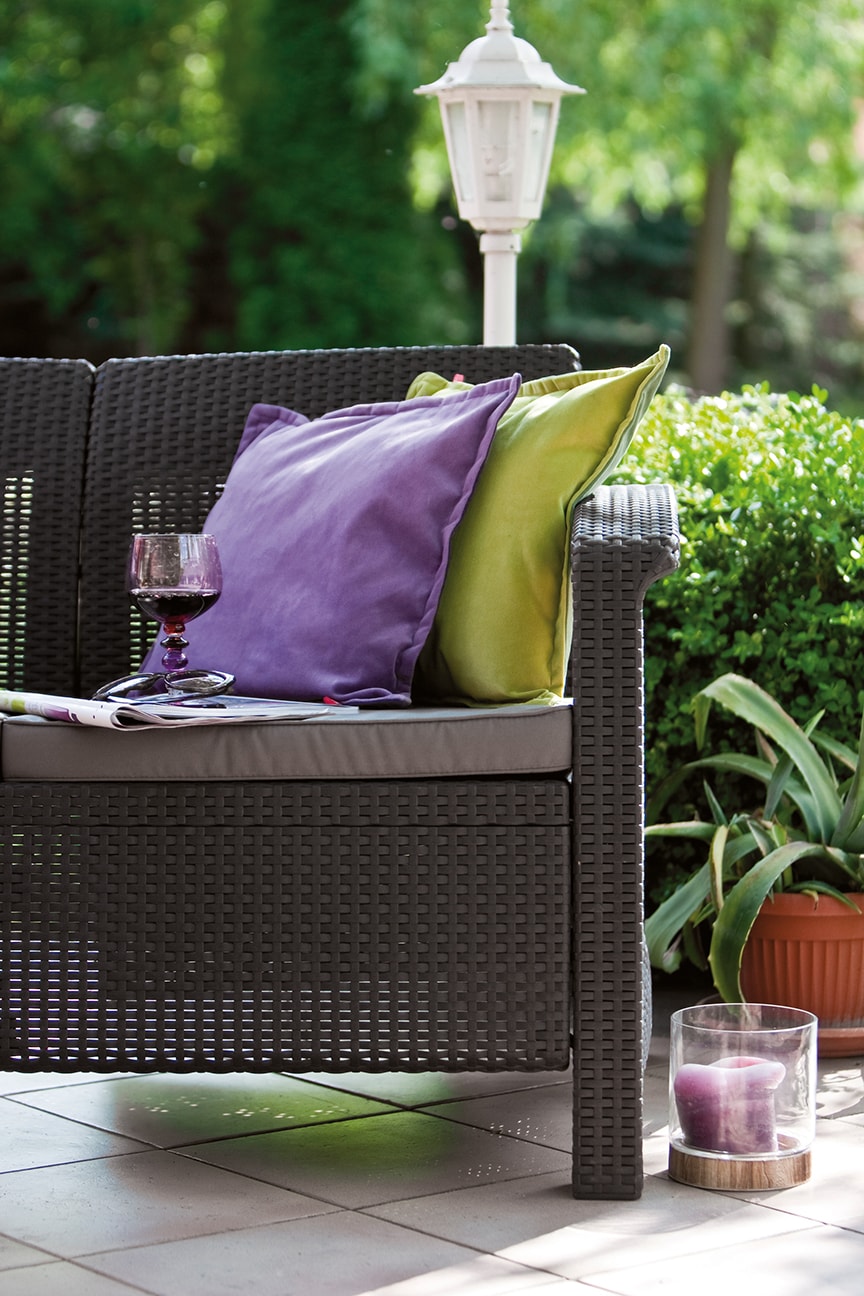 Диван пластиковый Корфу Макс (Corfu love seat max) коричневый (производство Россия)