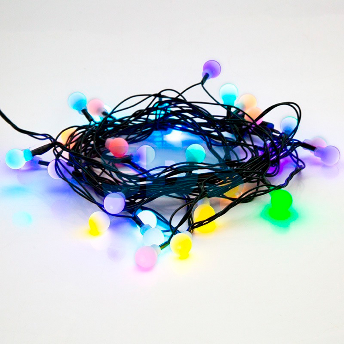 Электрогирлянда "шарики" 5 м, 30 разноцв. ламп d-15 мм, шнур зеленый (1/60) "neon-night" 303-539