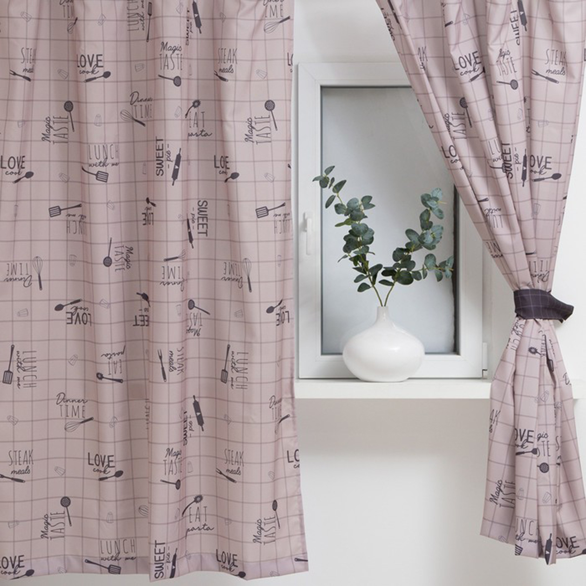 Шторы для кухни "homemade" 145*170 см компл. 2 шт. с подхватами (1) "этель" 5513586