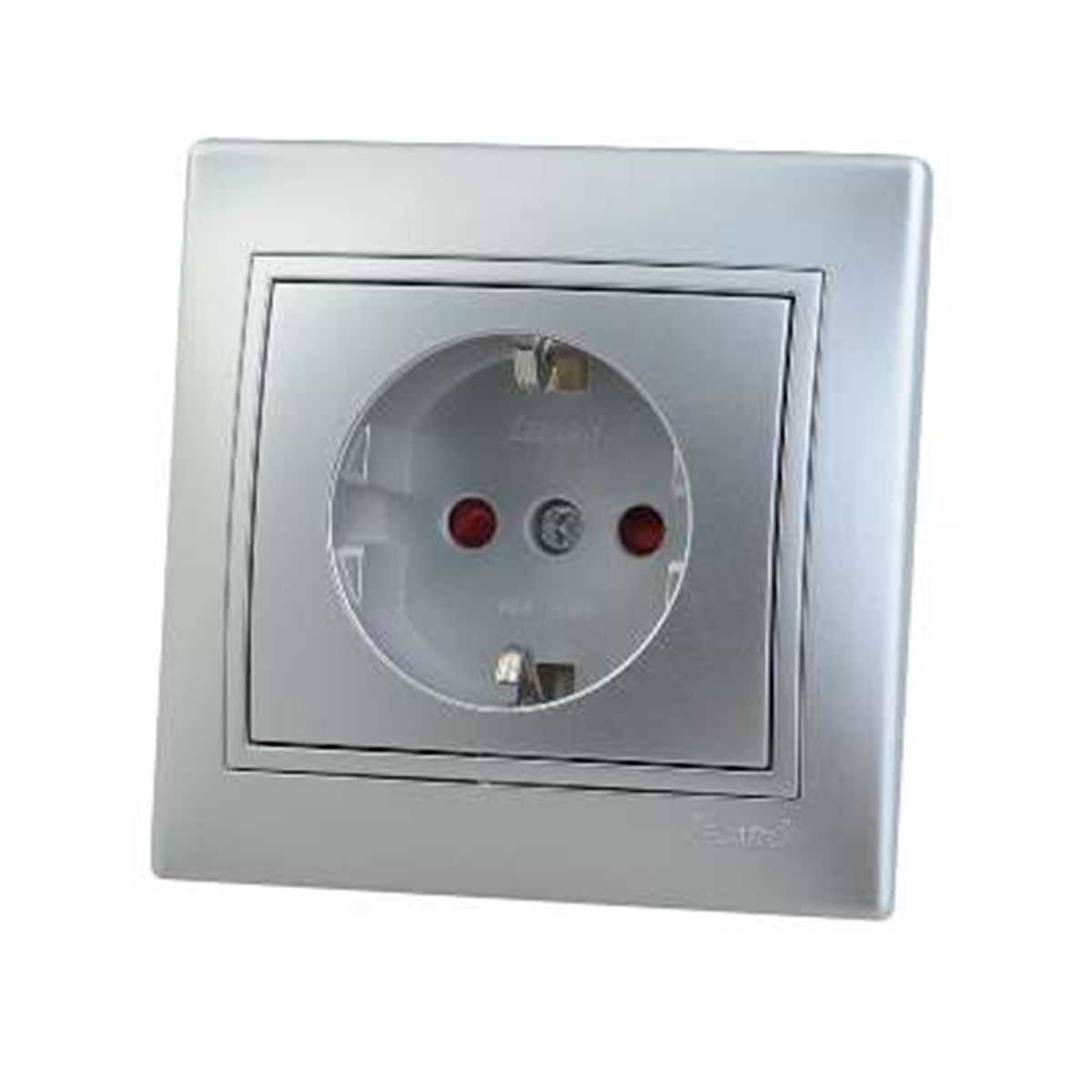 Розетка "mira" 1 местн. с заземл, с шторками (керамика) серый металл.(1/10/120)"lezard" 701-1010-124