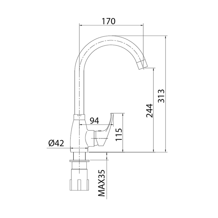Смеситель для кухни  meal (1/12) "milardo" m07sb0jm05