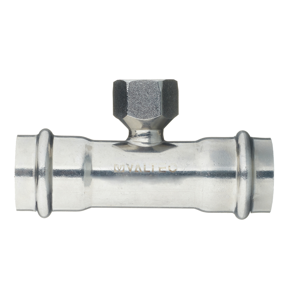 Тройник В-пресс 42 x 1/2" x 42 нержавеющая сталь VALTEC