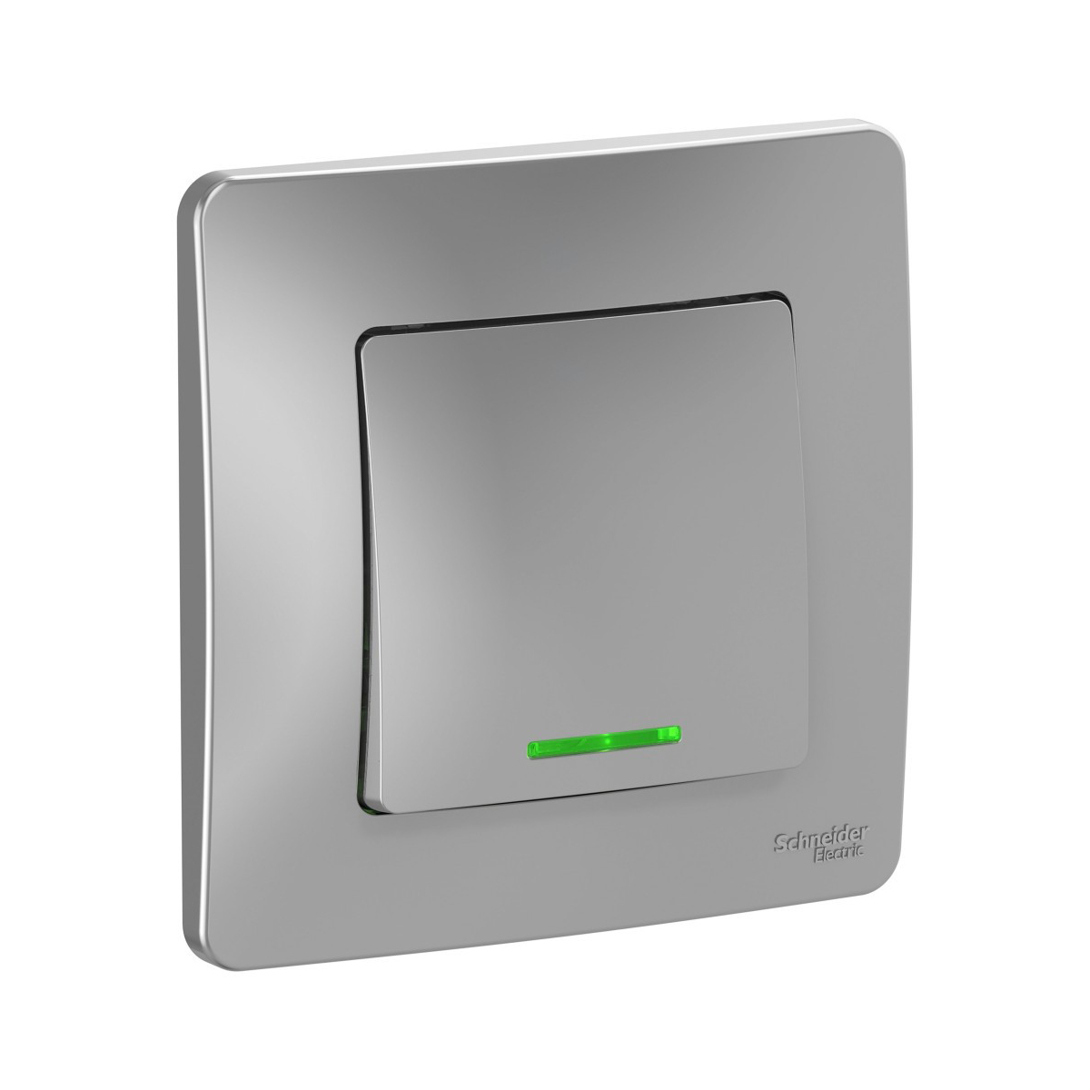 Выключатель "blanca" 1 кл. с индикатором 10а, алюминий (1/10/20) "schneider"