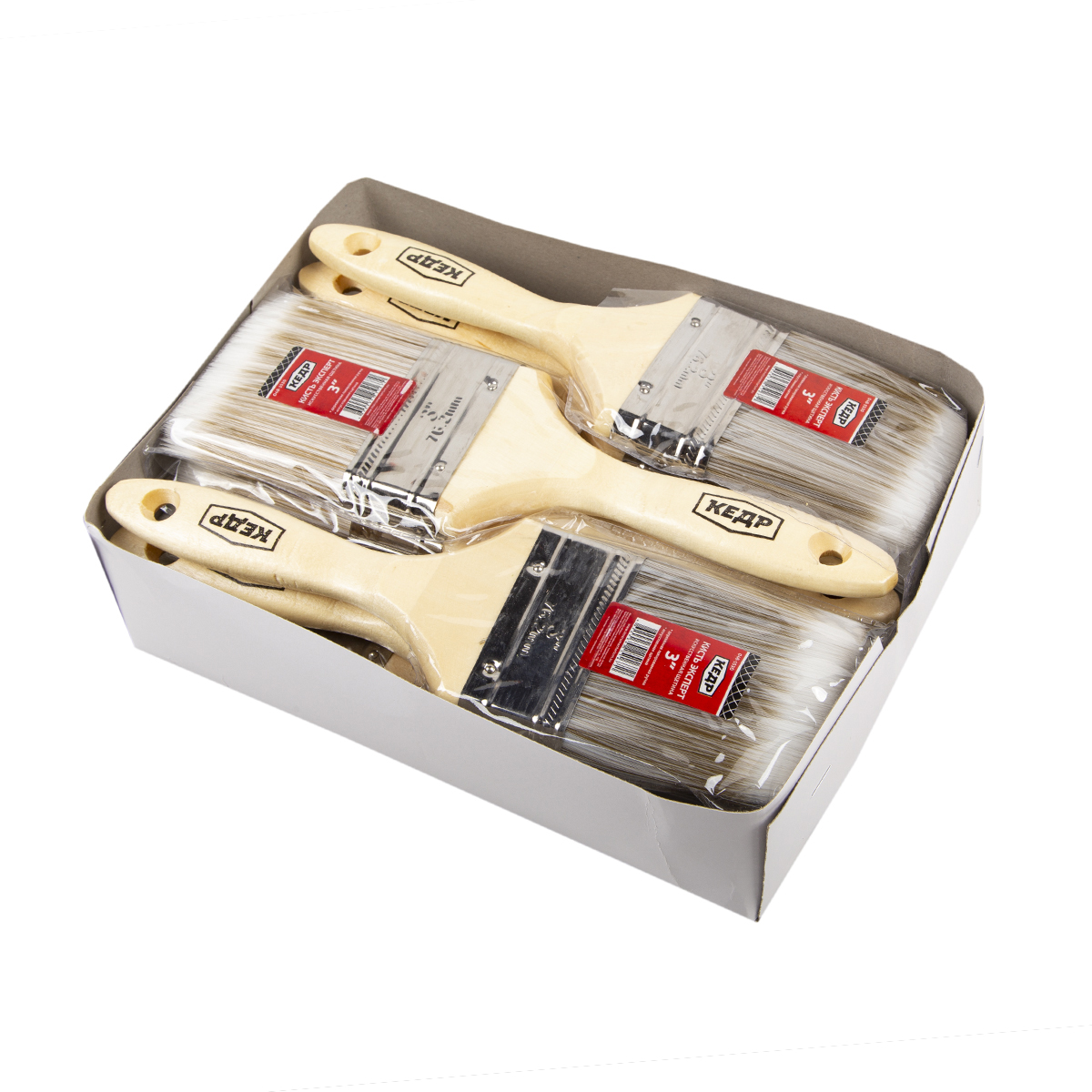 Кисть плоская "эксперт"  №3 /75 мм (12/120) искуcств. щетина, дерев.ручка "кедр"  048-1530