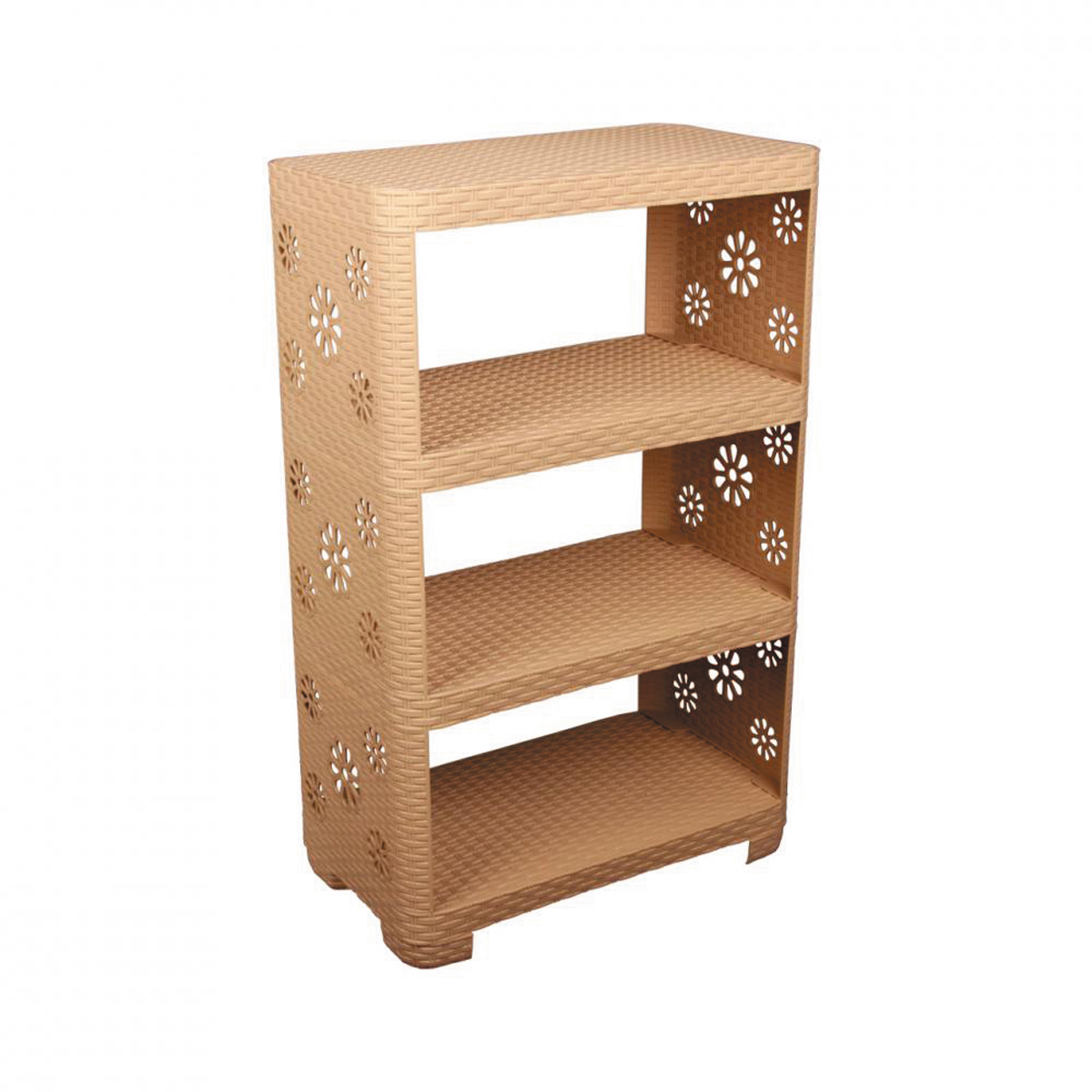 Этажерка пласт. "плетенка" №2  4 секции (бежевая) (1) "альтернатива" м2553