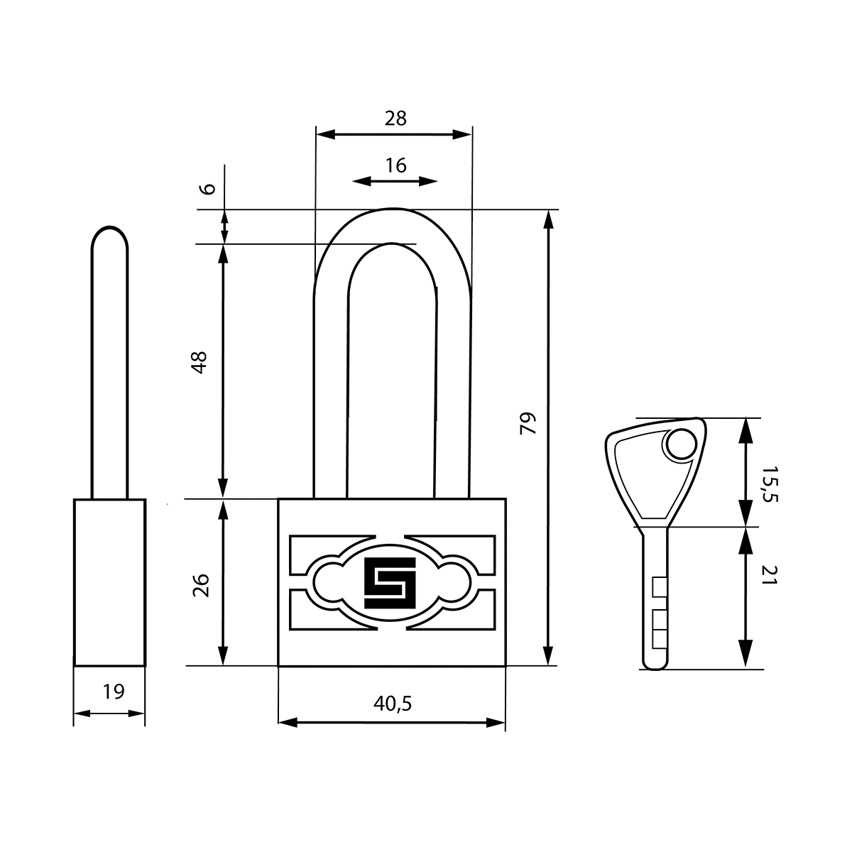 Замок навесной вс 3-п40-01 пл  6 мм (5 ключей, длинная дужка) (1/12/96) "булат"