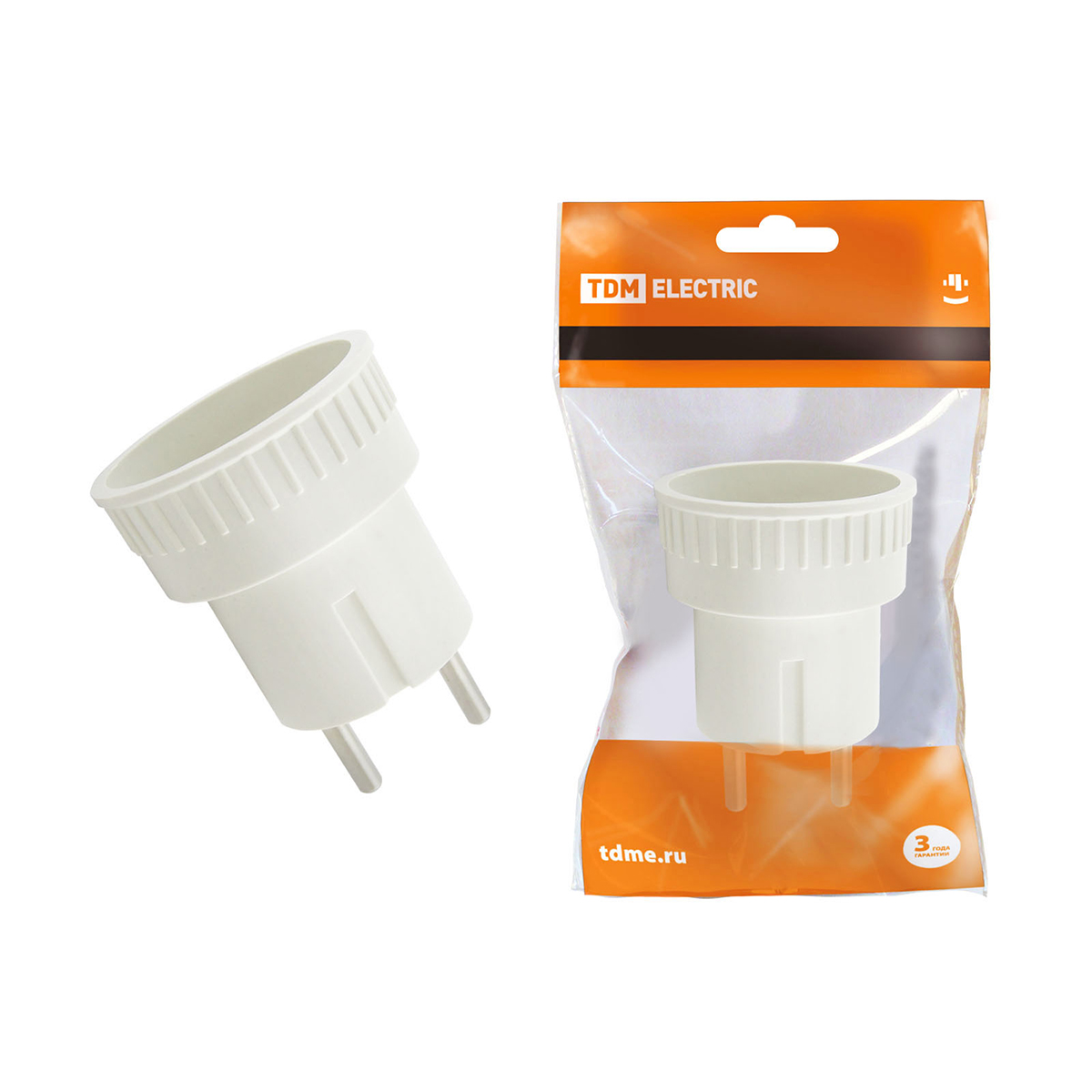 Переходник shuko 6а 250в, белый (1/30/300) tdm sq1806-0023