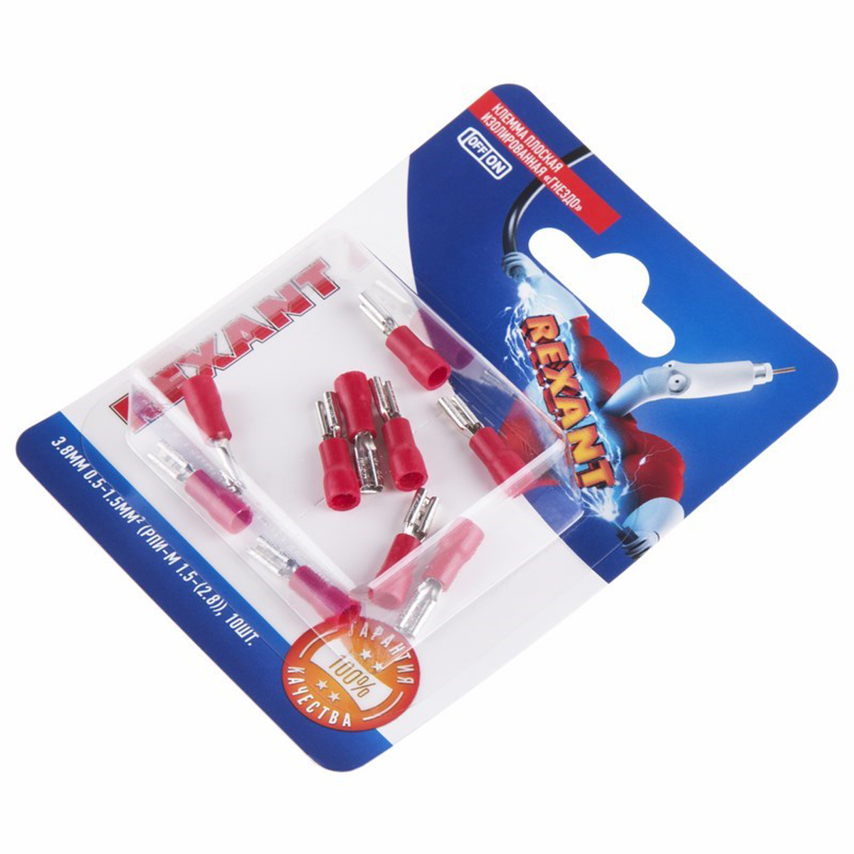 Клеммы плоские изолир. "гнездо" рпи-м 1.5-(2.8) 3,8 мм упак. 10 шт. (1/10) "rexant" 06-0385-a