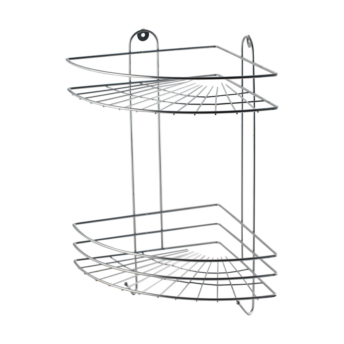 Полка для ванной угловая 2-х ярусная 23*23*41,5 см с крючками, хром. (1/8) "del mare" swr-18-02